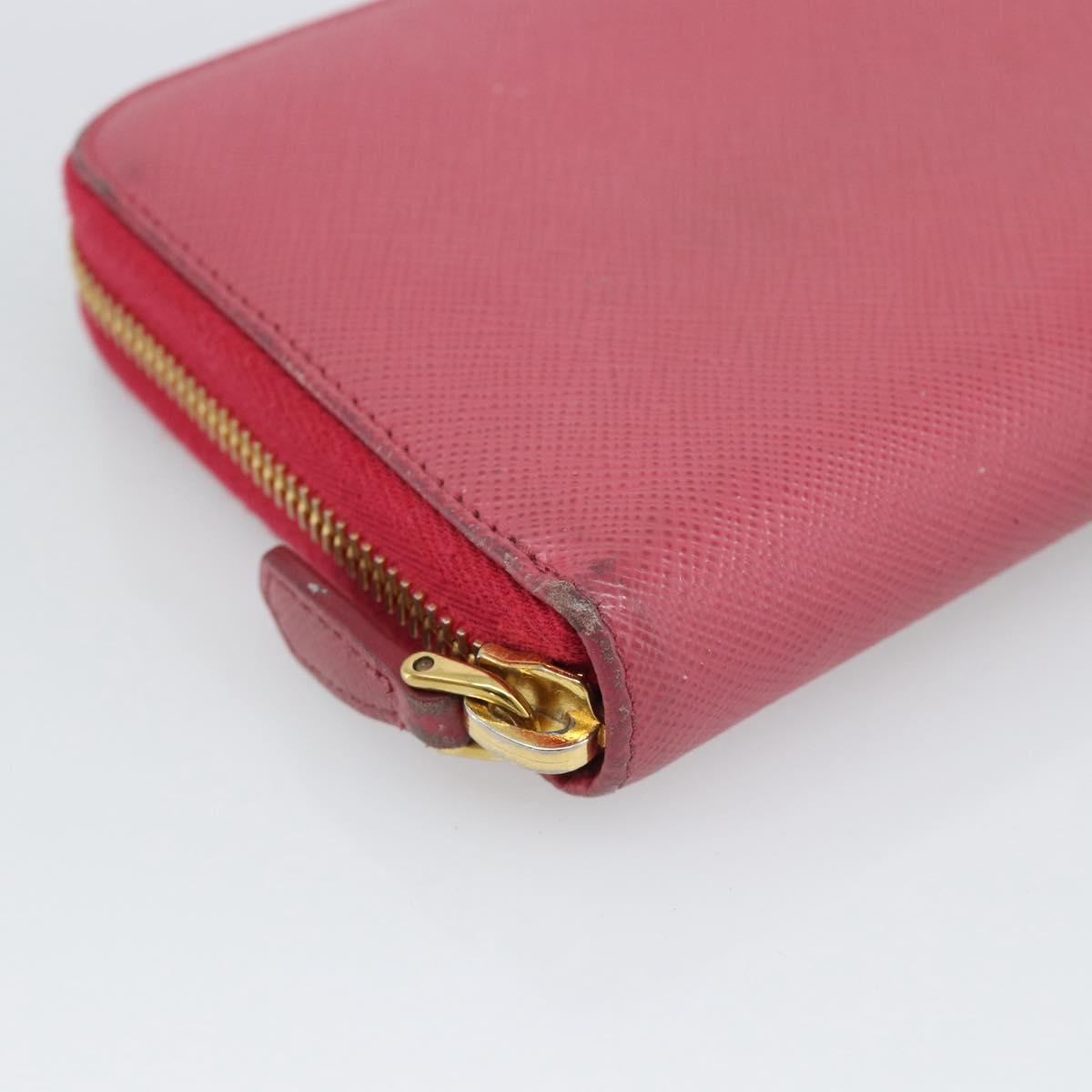 PRADA Long Wallet Safiano Leather Pink Gold Auth bs36788