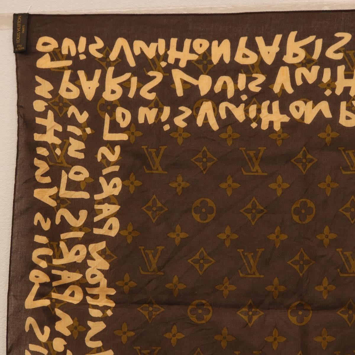 LOUIS VUITTON Monogram Graffiti Scarf Brown LV Auth bs36792V