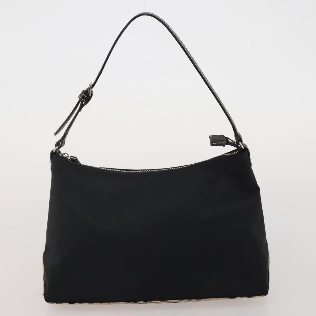 Burberrys Nova Check Blue Label Bag Canvas Leather 2way 3 Set Black Auth bs36794