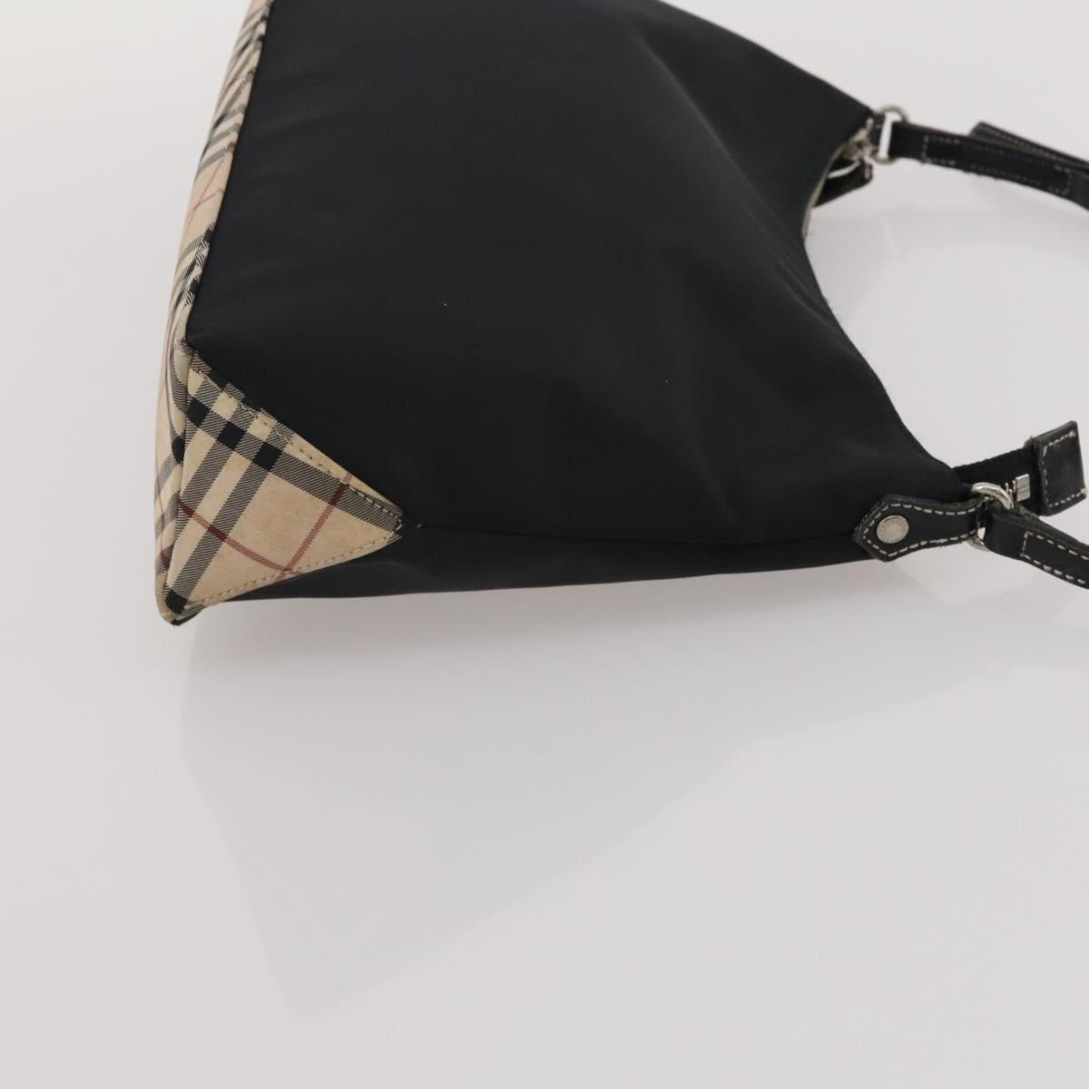 Burberrys Nova Check Blue Label Bag Canvas Leather 2way 3 Set Black Auth bs36794