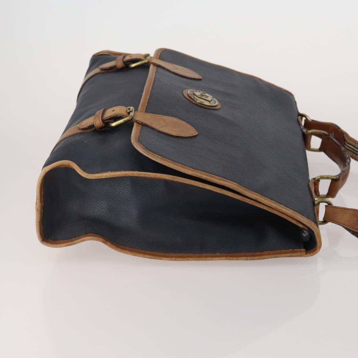 Burberrys Nova Check Blue Label Bag Canvas Leather 2way 3 Set Black Auth bs36794