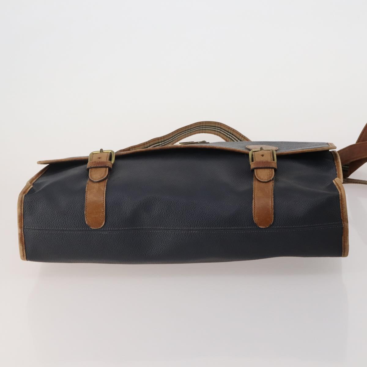 Burberrys Nova Check Blue Label Bag Canvas Leather 2way 3 Set Black Auth bs36794