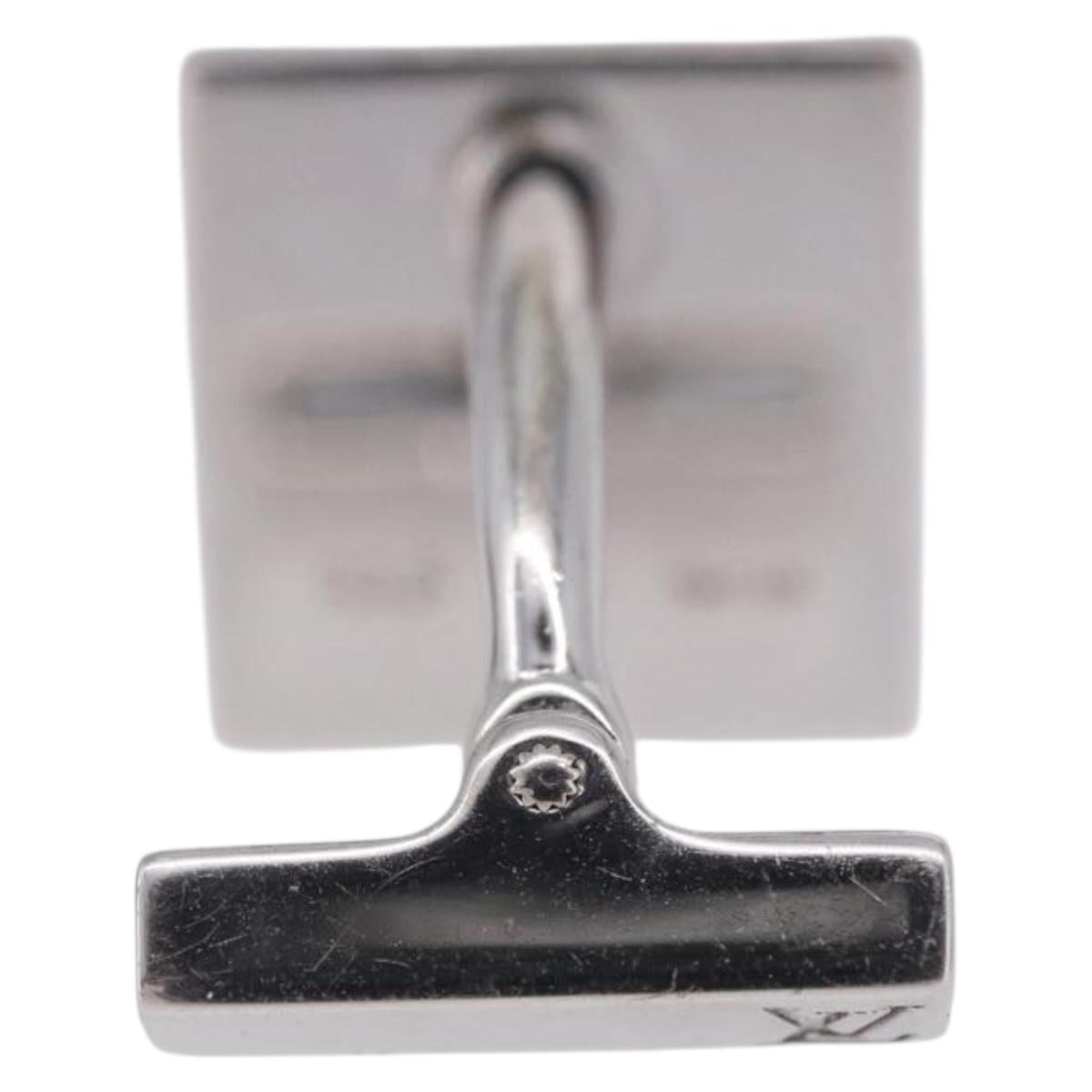 LOUIS VUITTON Bouton de Manchette Digit Cuffs Ag925 Silver LV Auth bs36812