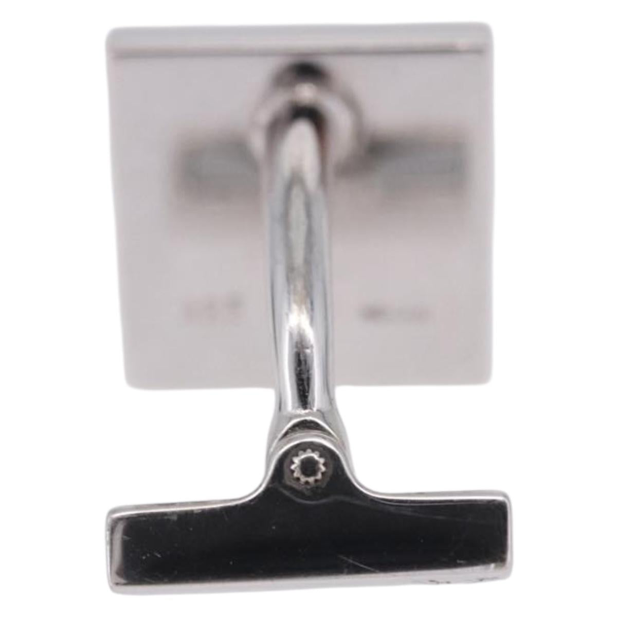 LOUIS VUITTON Bouton de Manchette Digit Cuffs Ag925 Silver LV Auth bs36812