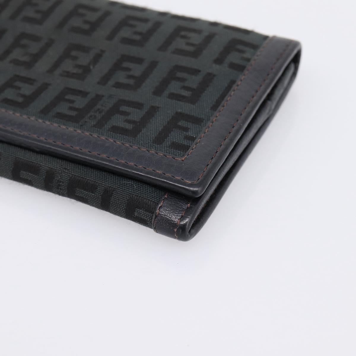 FENDI Zucchino Canvas Long Wallet Black Gold Auth bs36814