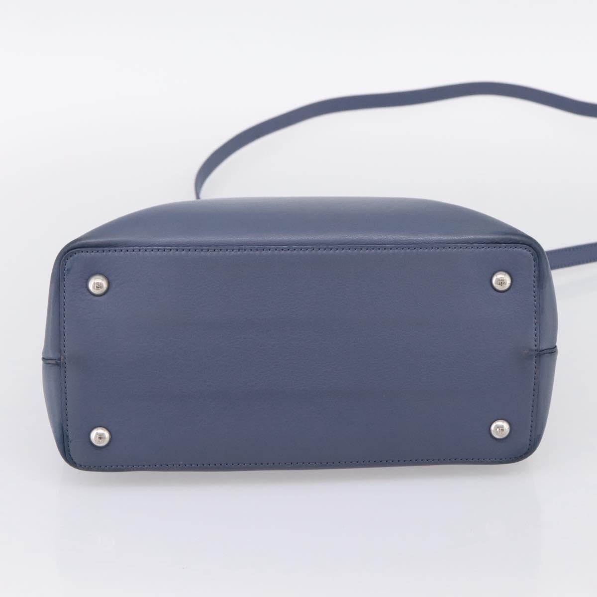 FENDI To Joule Hand Bag Leather 2way Blue Silver Auth bs36816