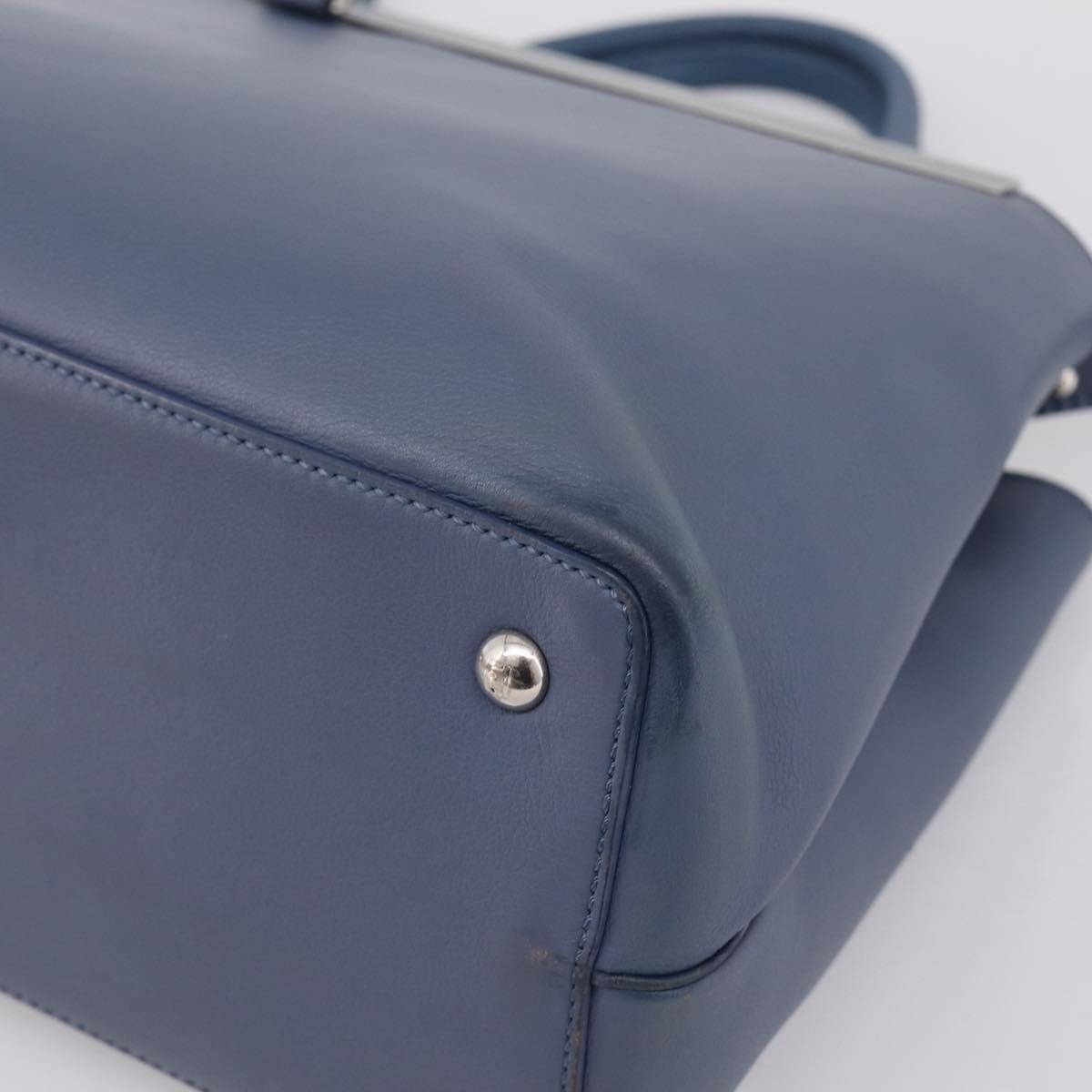 FENDI To Joule Hand Bag Leather 2way Blue Silver Auth bs36816