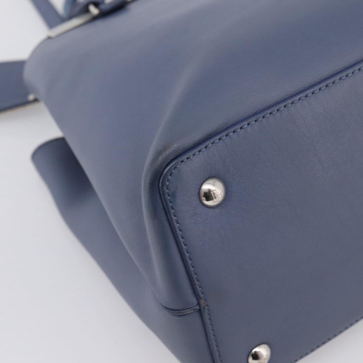 FENDI To Joule Hand Bag Leather 2way Blue Silver Auth bs36816