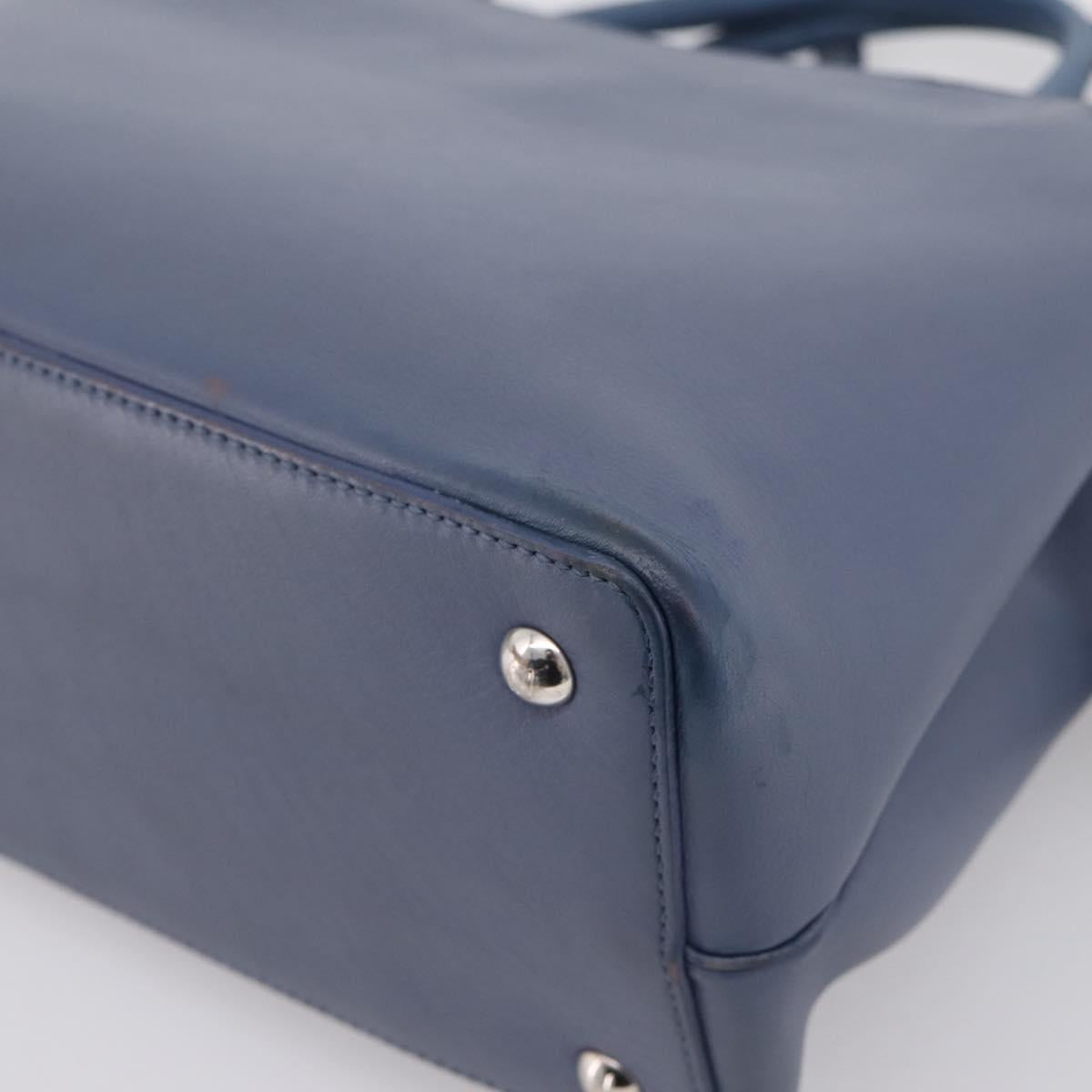 FENDI To Joule Hand Bag Leather 2way Blue Silver Auth bs36816