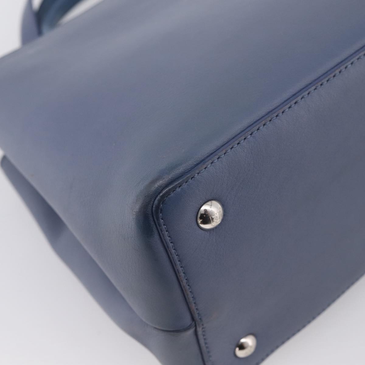 FENDI To Joule Hand Bag Leather 2way Blue Silver Auth bs36816