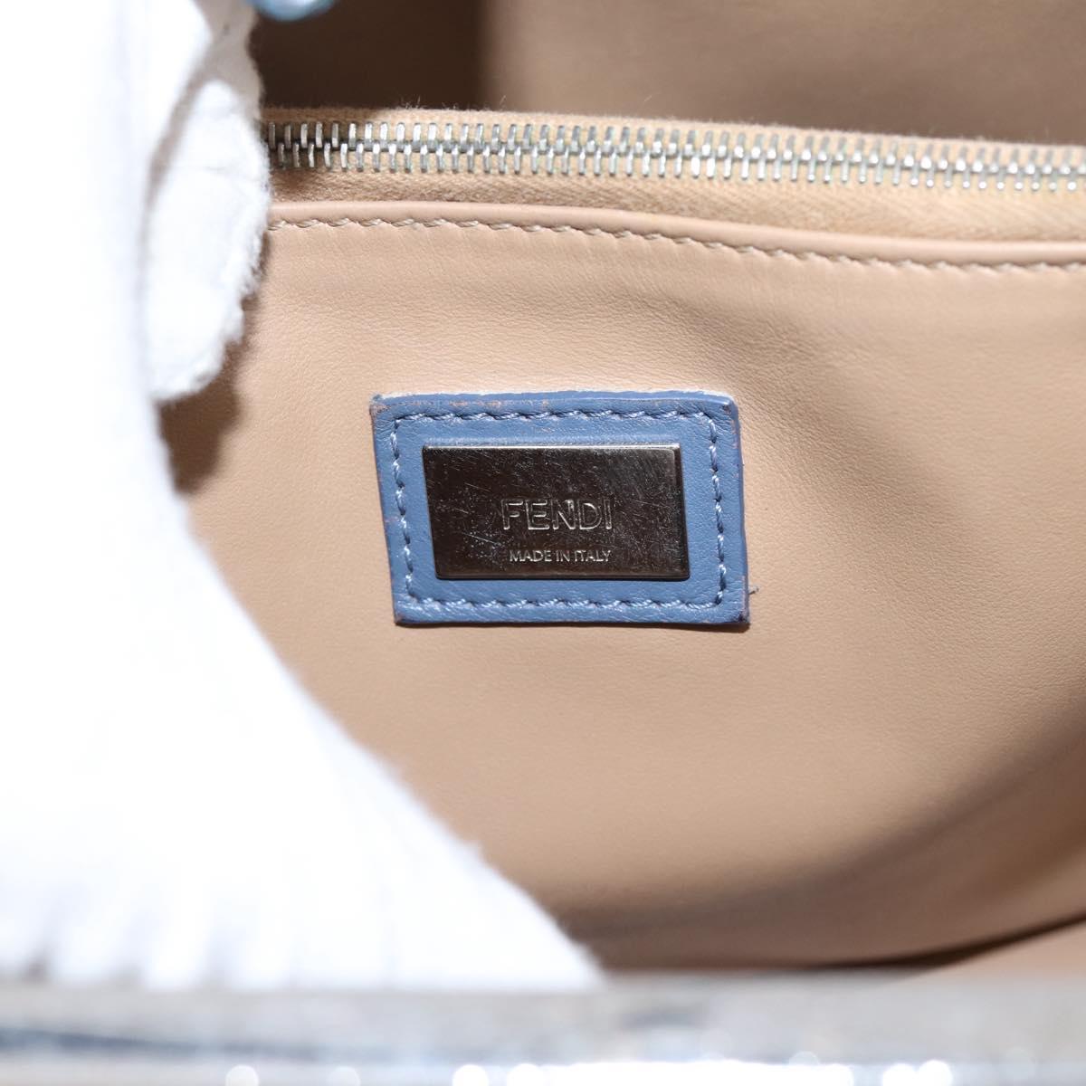 FENDI To Joule Hand Bag Leather 2way Blue Silver Auth bs36816