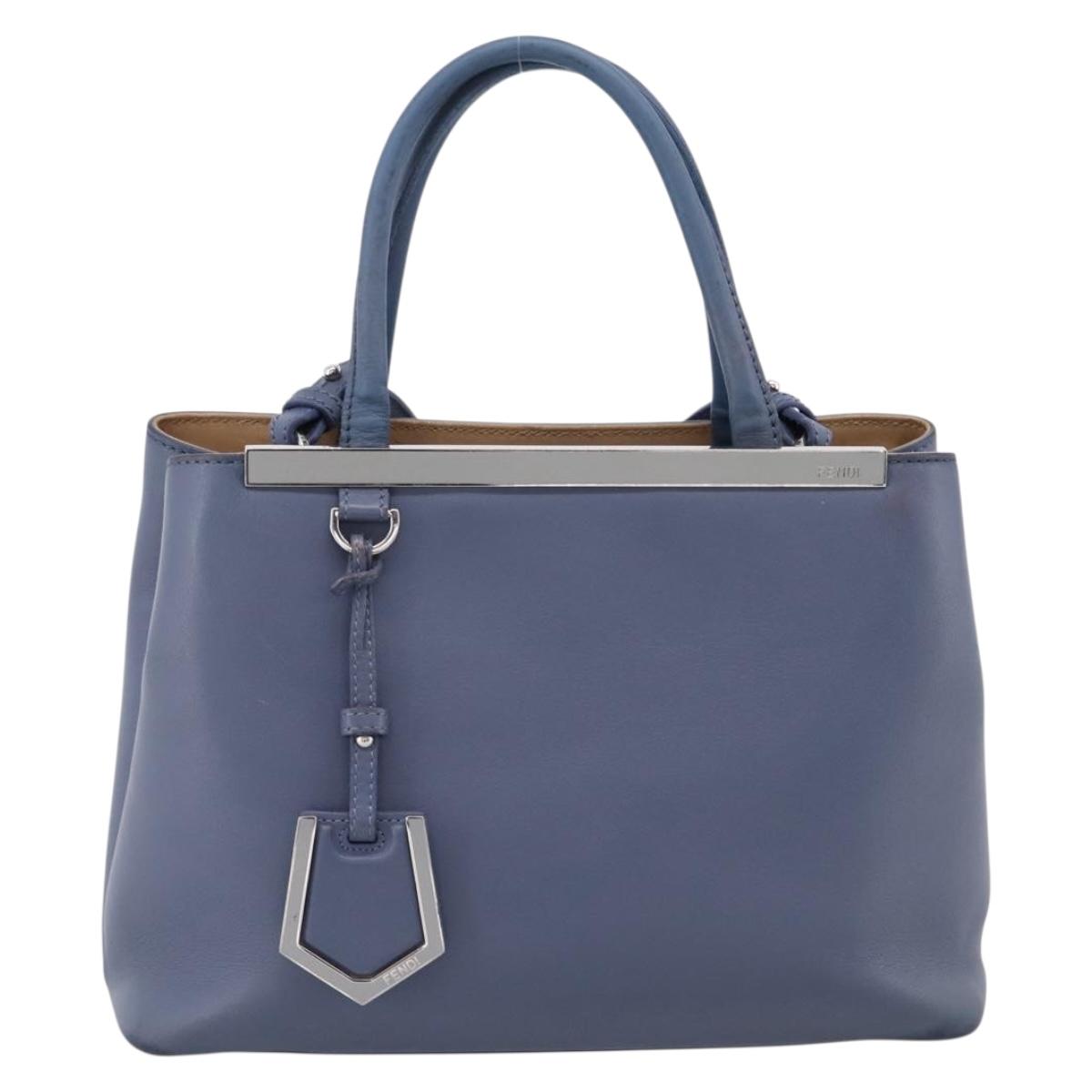 FENDI To Joule Hand Bag Leather 2way Blue Silver Auth bs36816