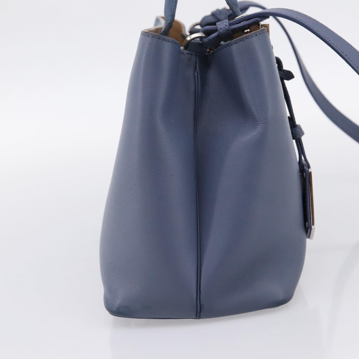 FENDI To Joule Hand Bag Leather 2way Blue Silver Auth bs36816