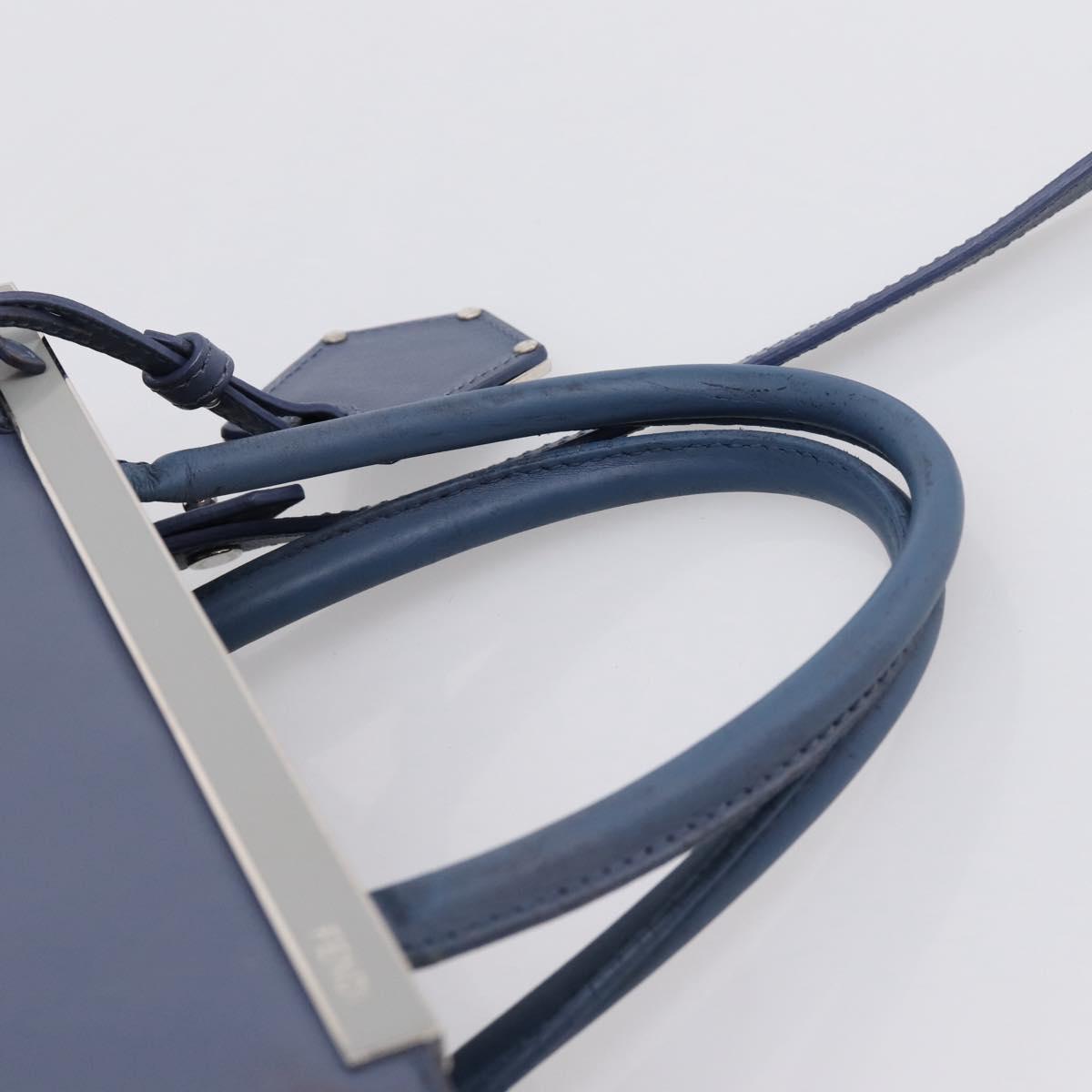 FENDI To Joule Hand Bag Leather 2way Blue Silver Auth bs36816
