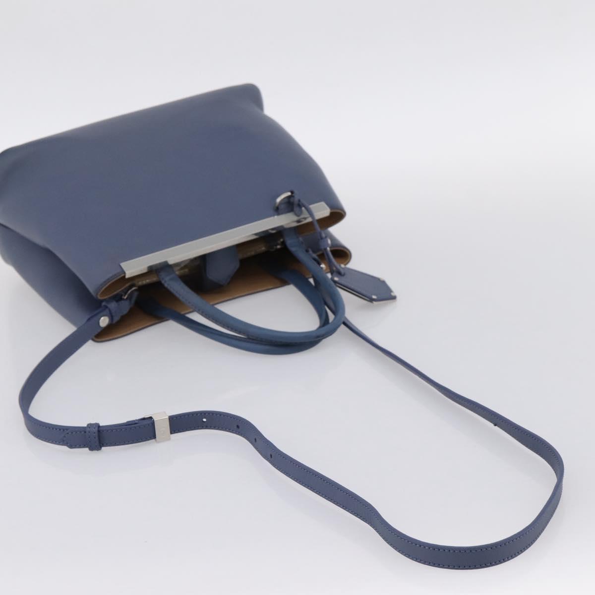 FENDI To Joule Hand Bag Leather 2way Blue Silver Auth bs36816