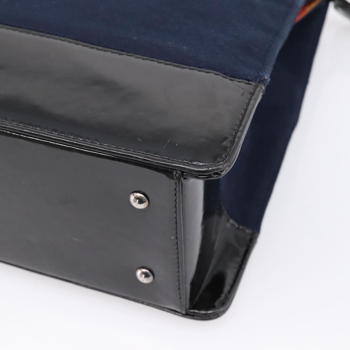 CHANEL Shoulder Bag Canvas Navy Silver CC Auth bs36818