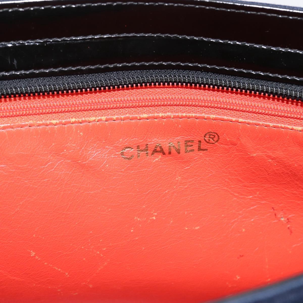CHANEL Shoulder Bag Canvas Navy Silver CC Auth bs36818
