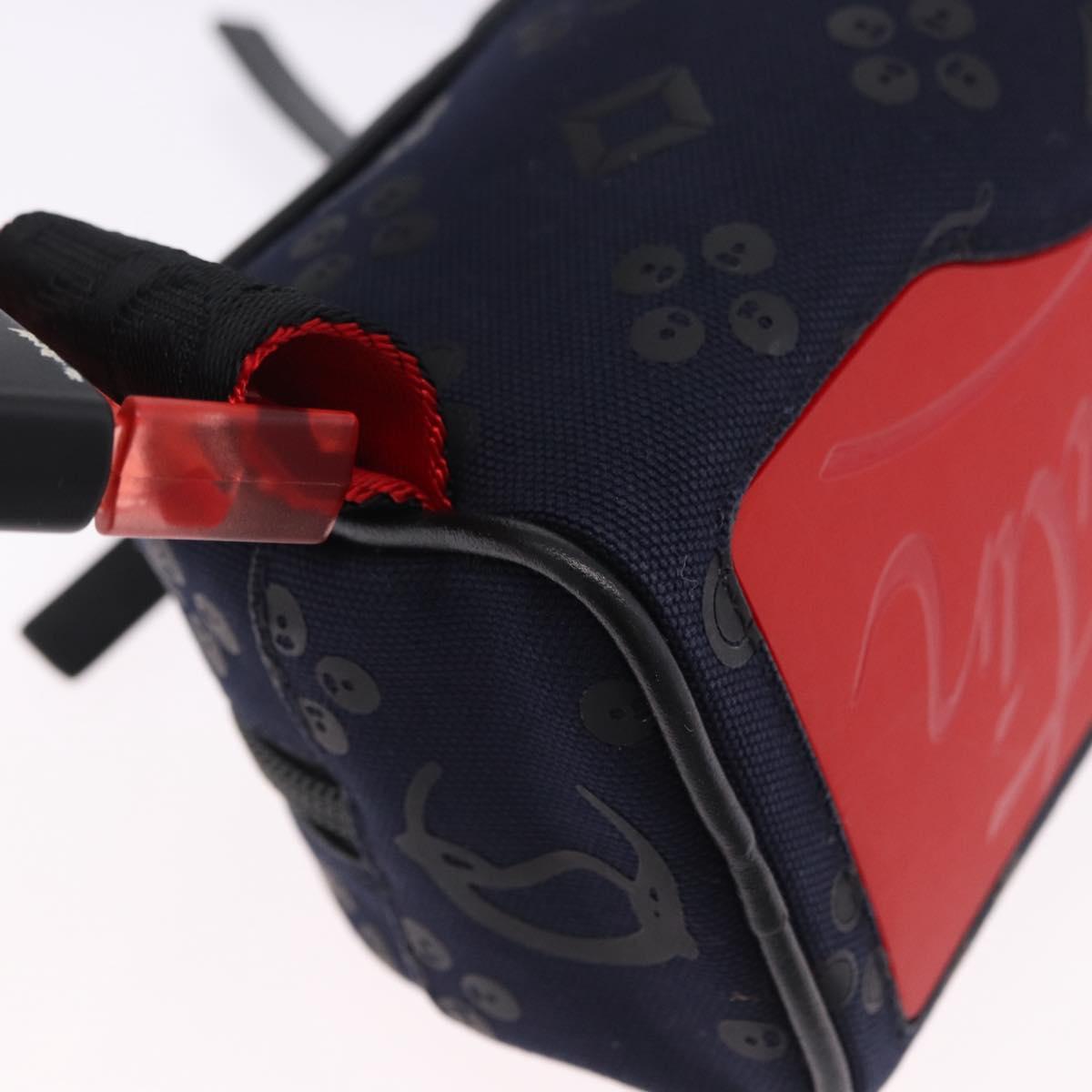 Christian Louboutin Waist Pouch Canvas Navy Silver Auth bs36819V