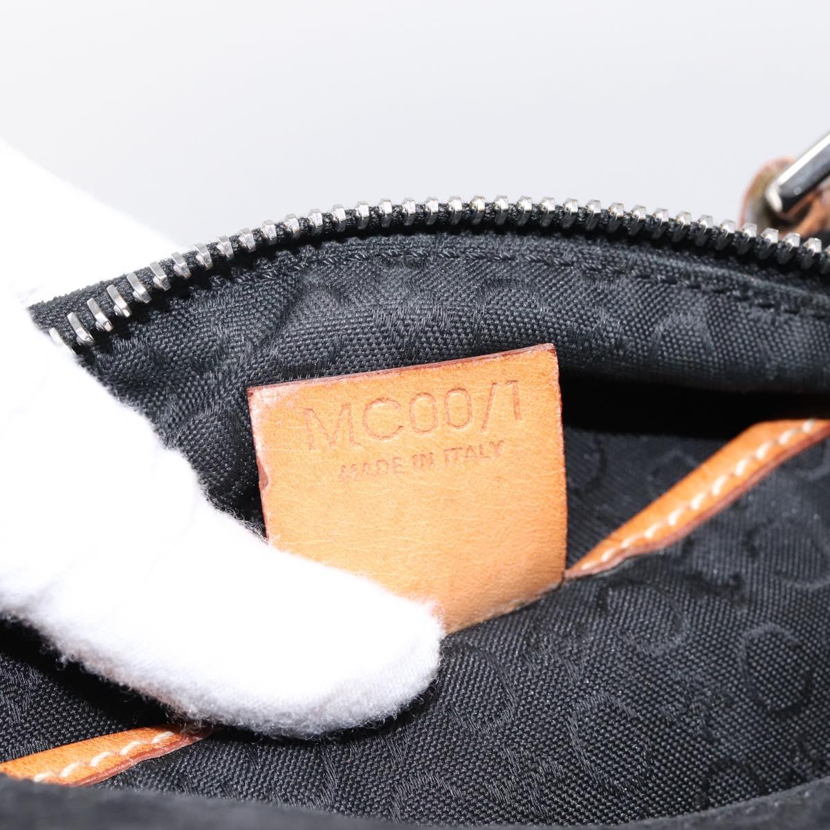 CELINE C Macadam Canvas Hand Bag Suede Black Silver Auth bs36821