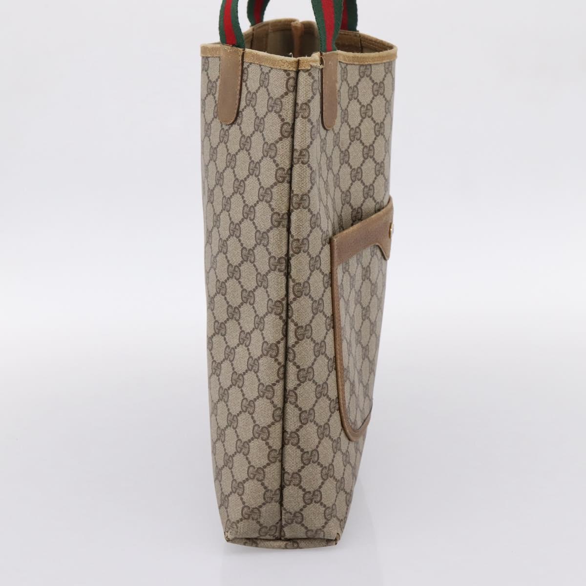 GUCCI GG Supreme Web Sherry Line Tote Bag PVC Beige Gold 40 02 003 Auth bs36822