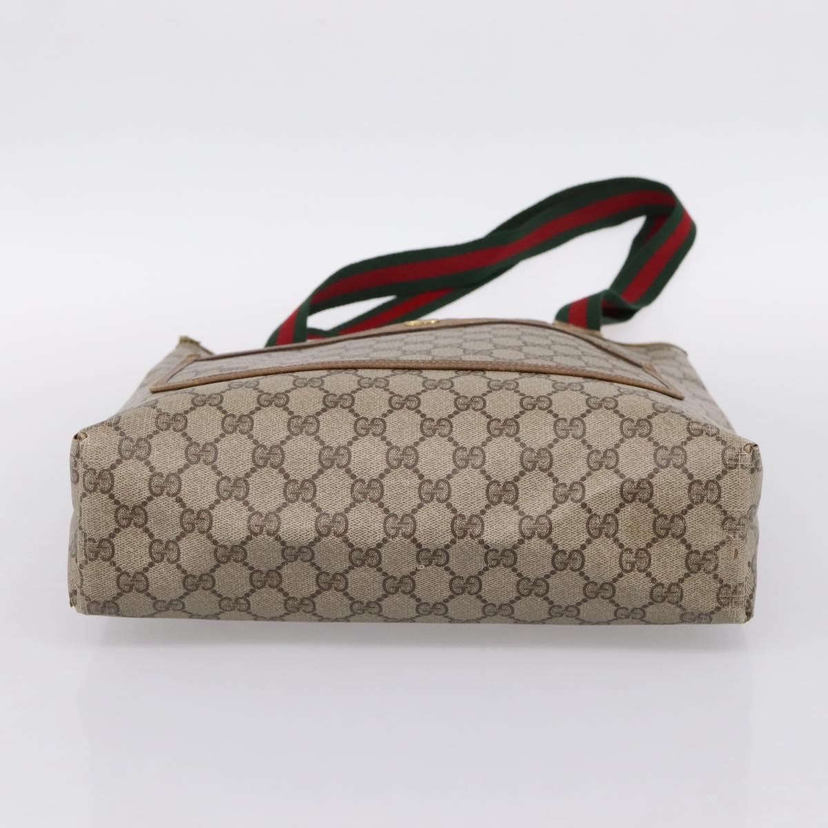 GUCCI GG Supreme Web Sherry Line Tote Bag PVC Beige Gold 40 02 003 Auth bs36822