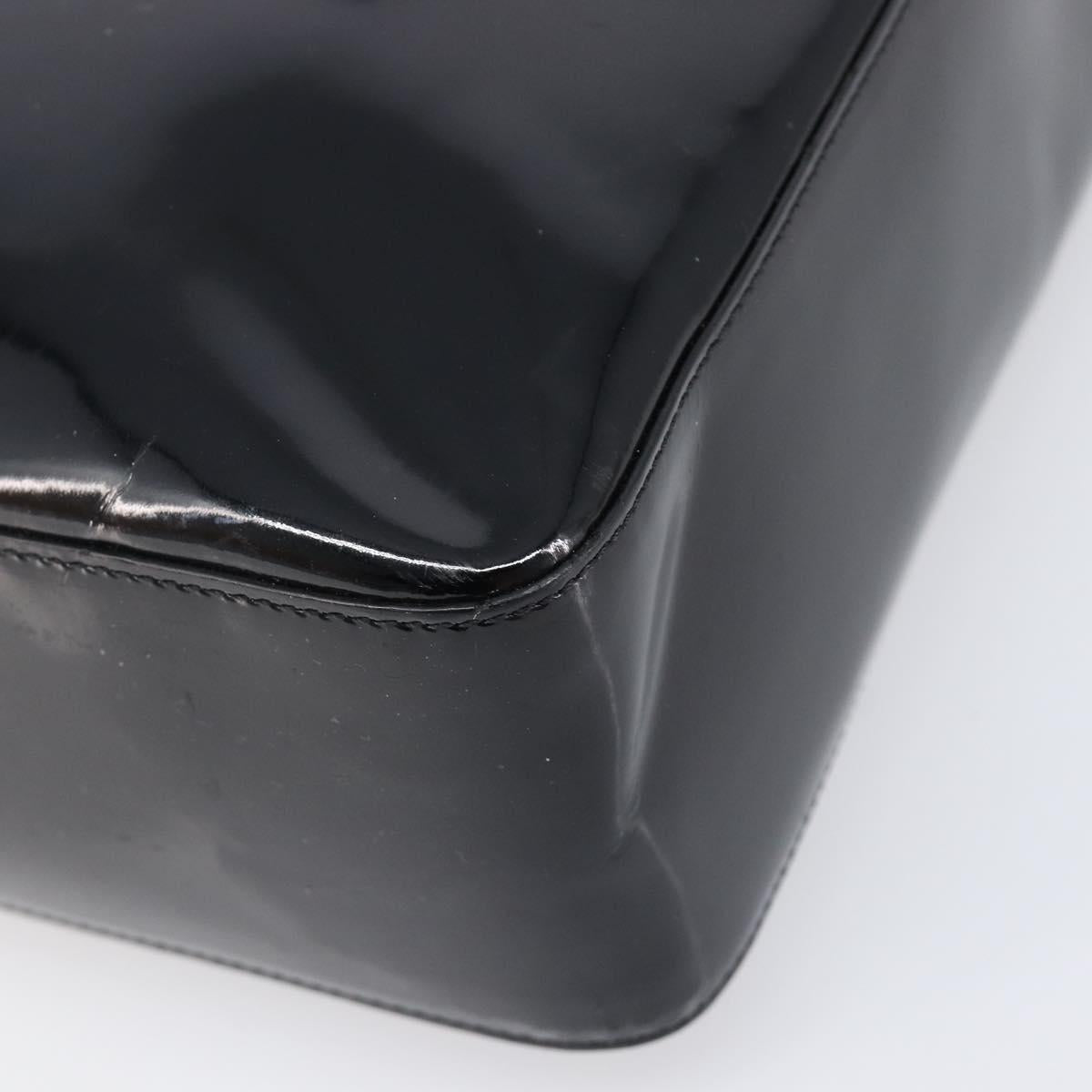 CHANEL Tote Bag Patent Leather Black Gold CC Auth bs36827