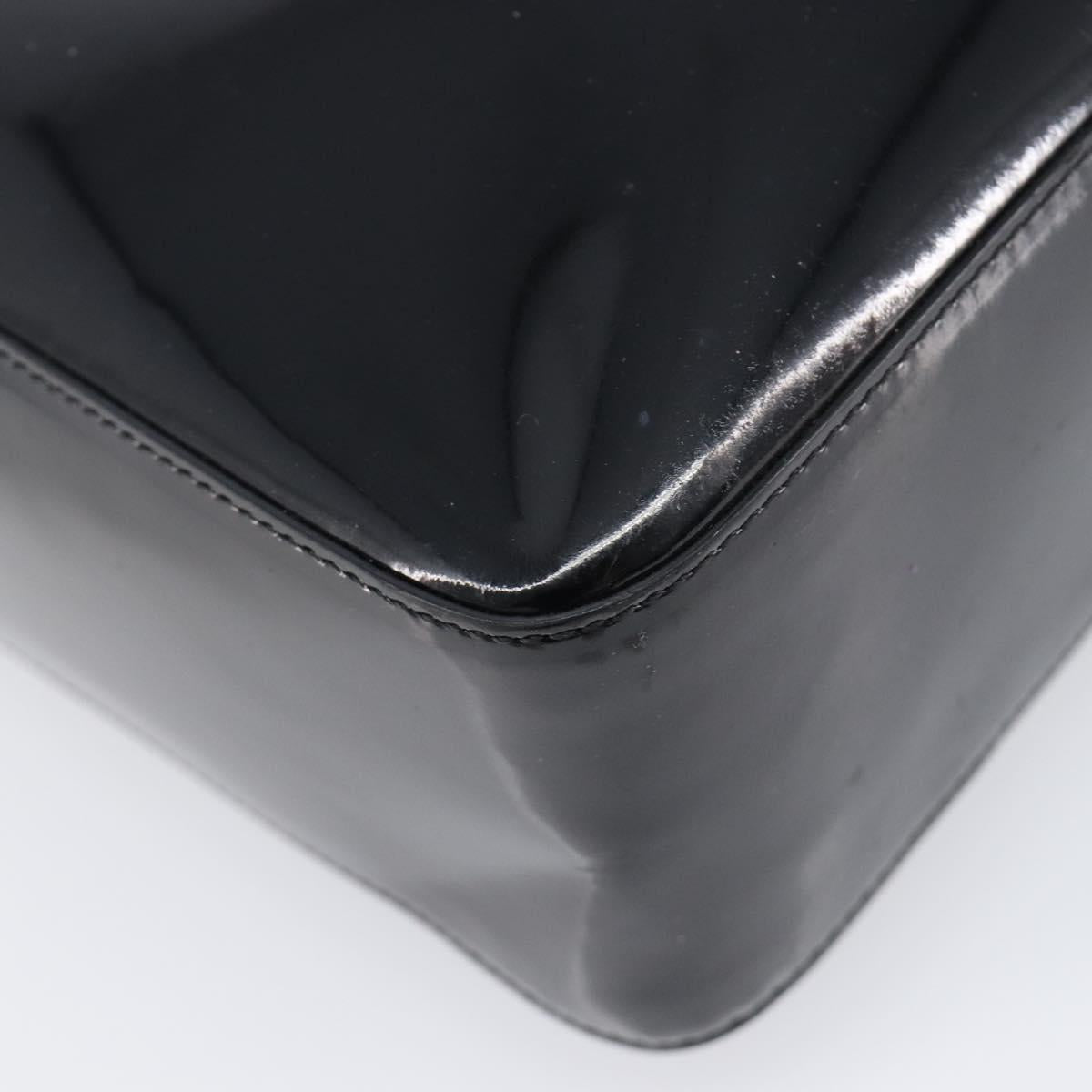 CHANEL Tote Bag Patent Leather Black Gold CC Auth bs36827
