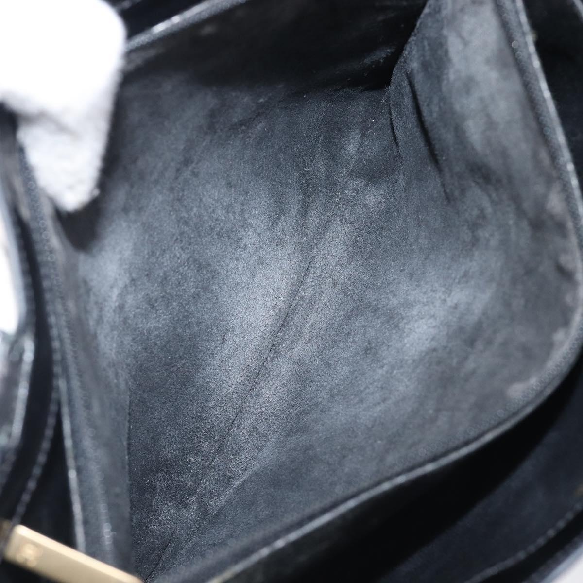 CHANEL Tote Bag Patent Leather Black Gold CC Auth bs36827
