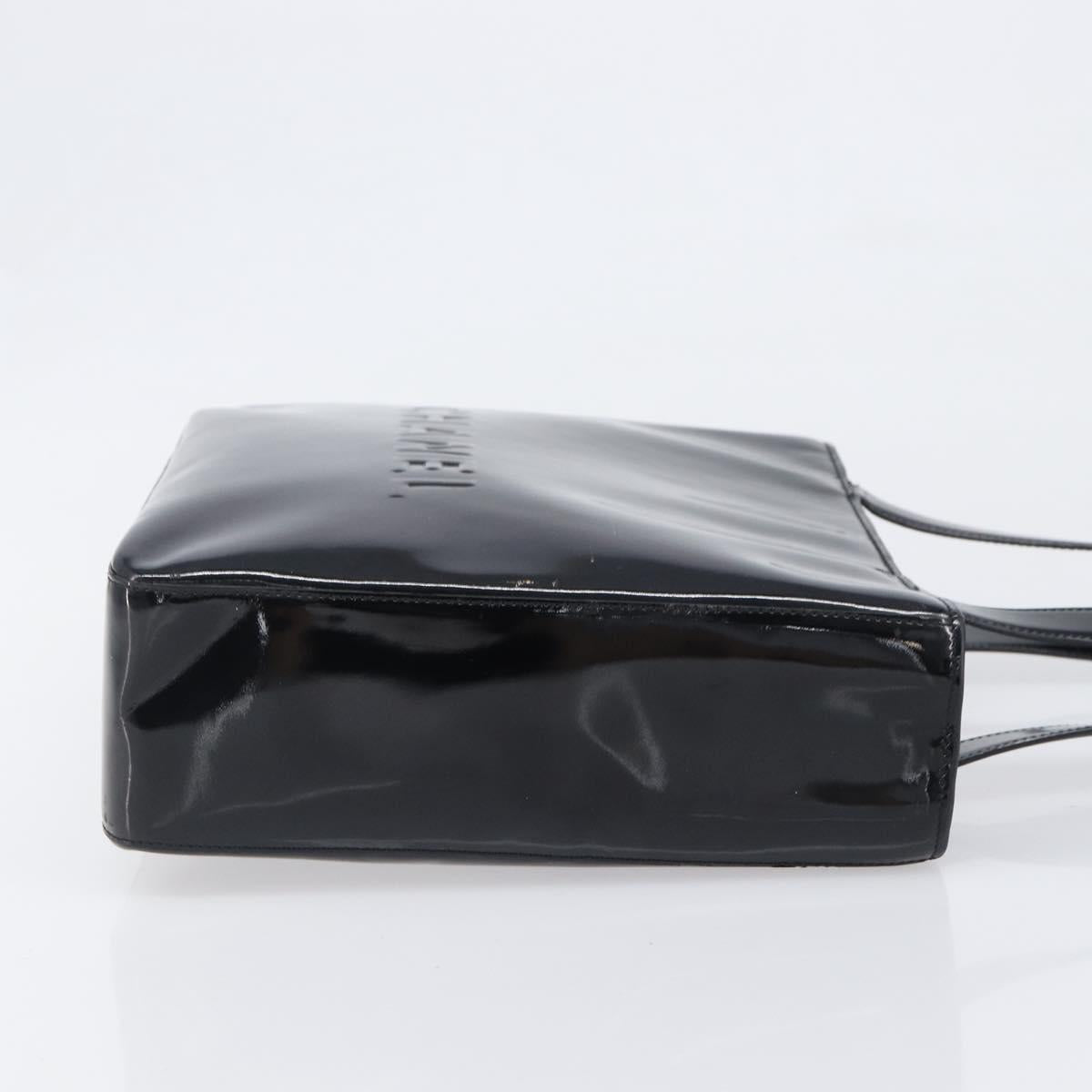CHANEL Tote Bag Patent Leather Black Gold CC Auth bs36827