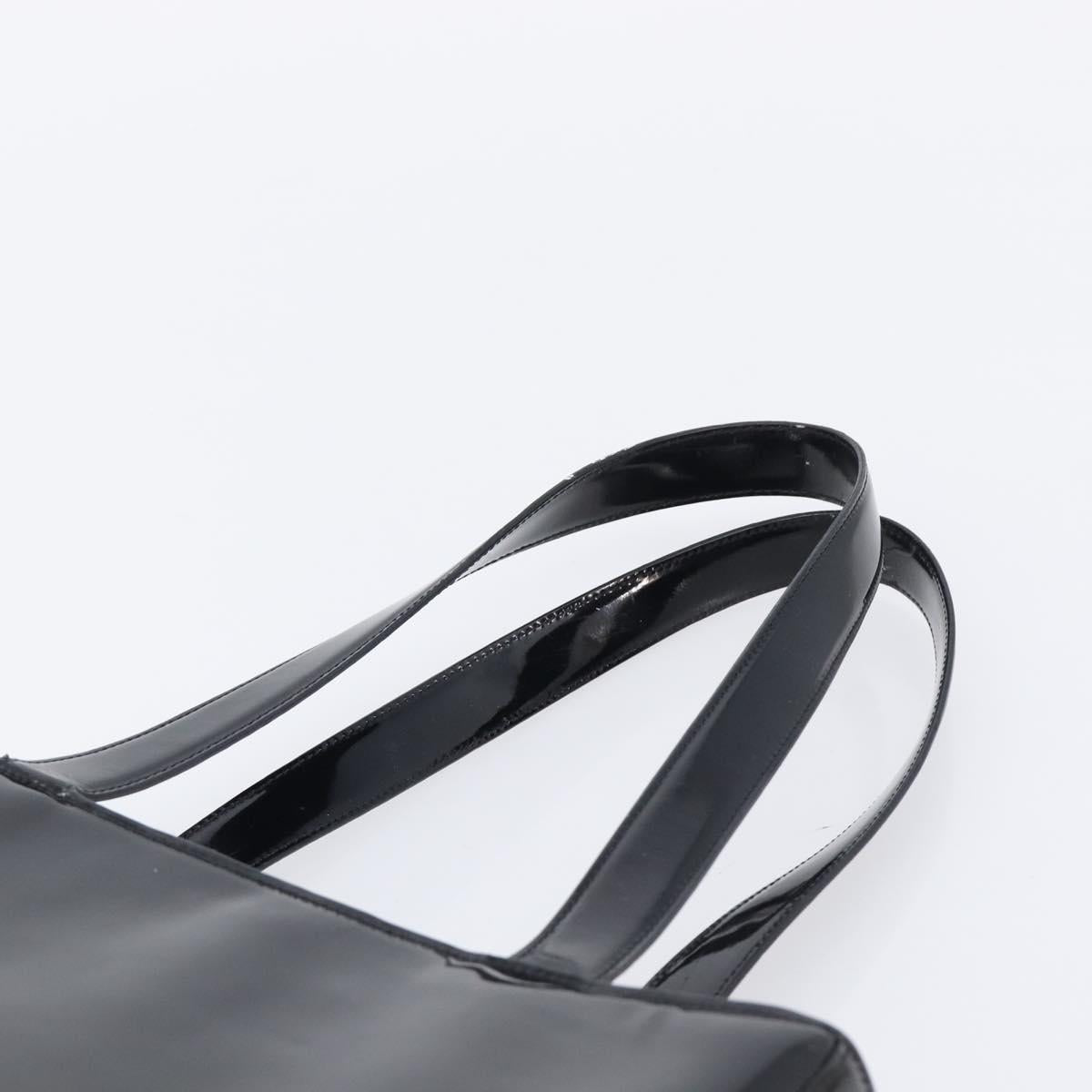 CHANEL Tote Bag Patent Leather Black Gold CC Auth bs36827
