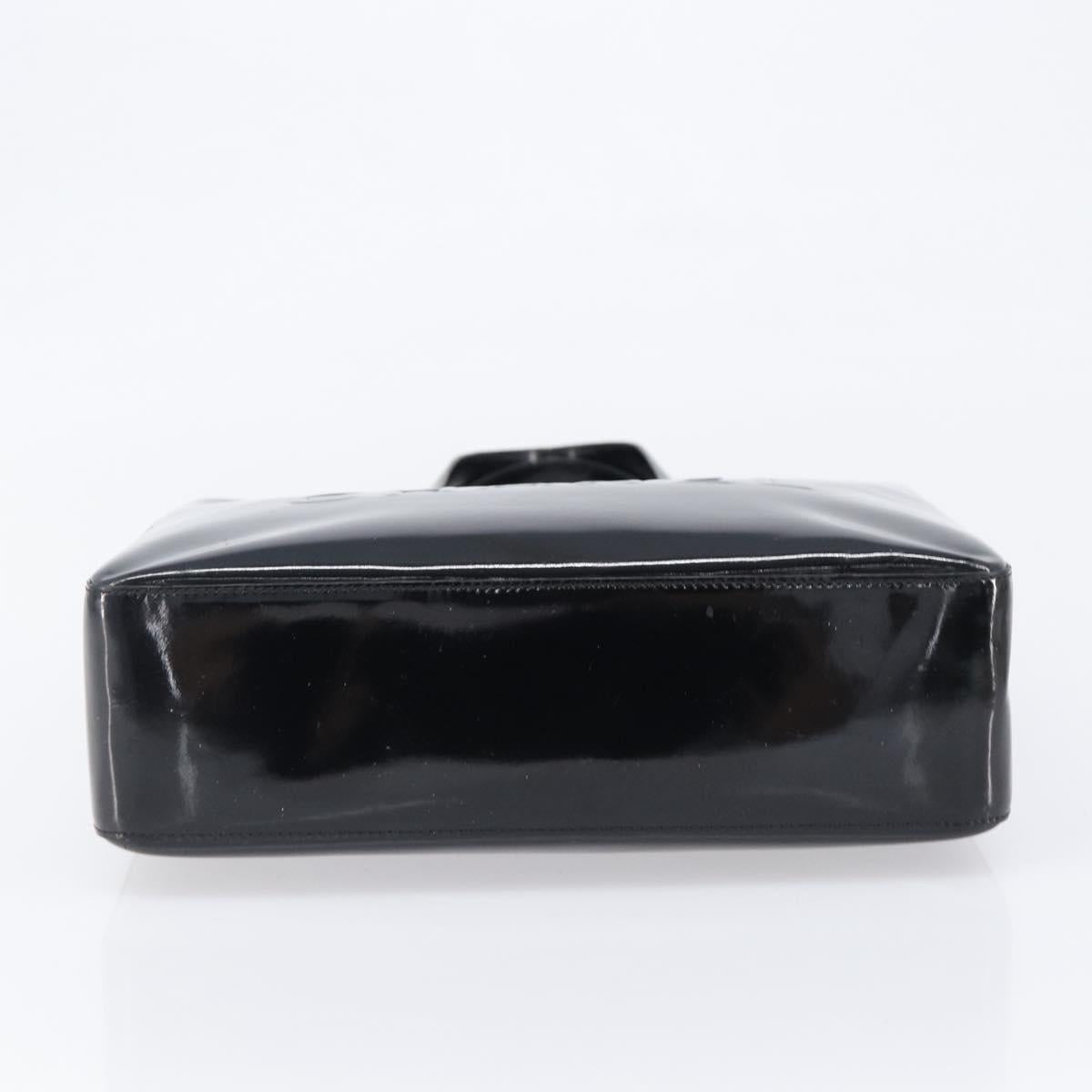 CHANEL Tote Bag Patent Leather Black Gold CC Auth bs36827