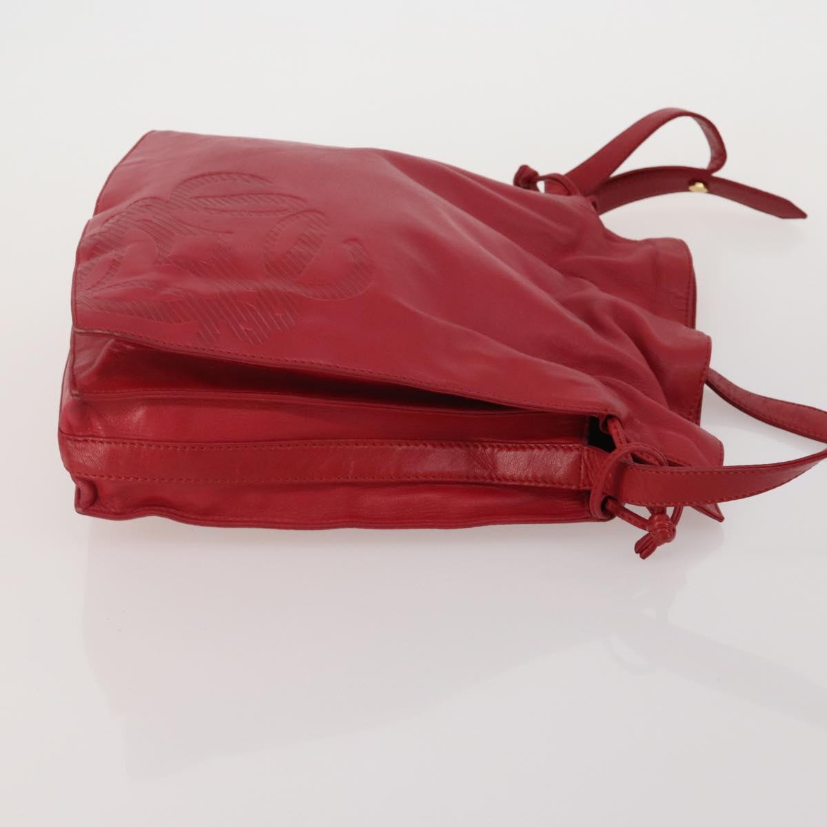 LOEWE Shoulder Bag Leather 4 Set Black Brown Red Auth bs36830