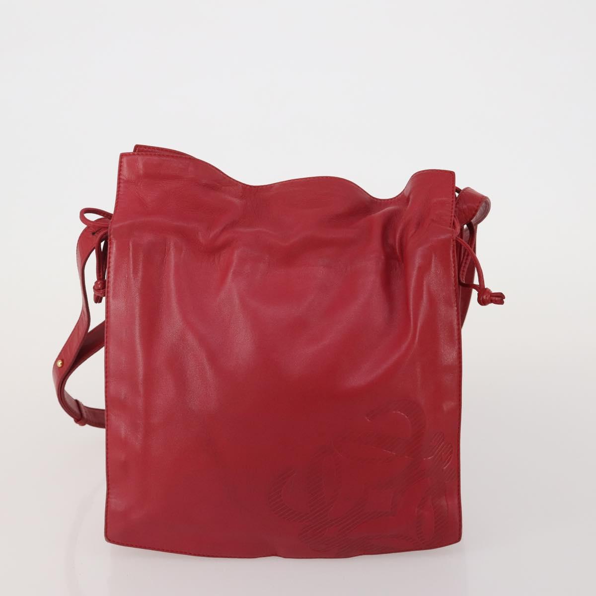 LOEWE Shoulder Bag Leather 4 Set Black Brown Red Auth bs36830