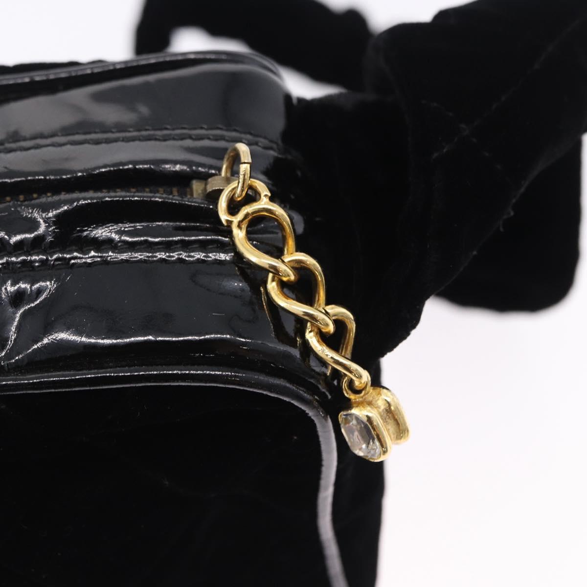 CHANEL Matelasse Shoulder Bag Velor Black Gold CC Auth bs36831A