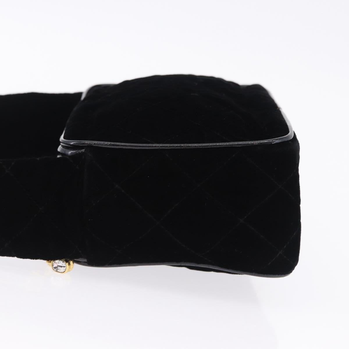 CHANEL Matelasse Shoulder Bag Velor Black Gold CC Auth bs36831A