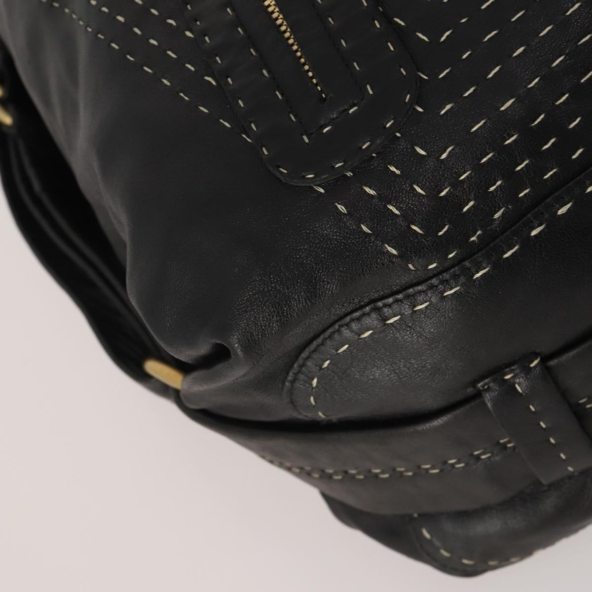 LOEWE Shoulder Bag Leather Black Gold Auth bs36832A