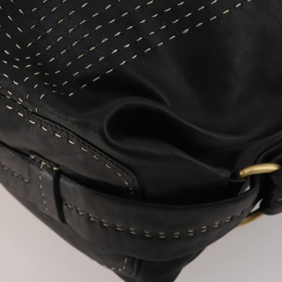 LOEWE Shoulder Bag Leather Black Gold Auth bs36832A