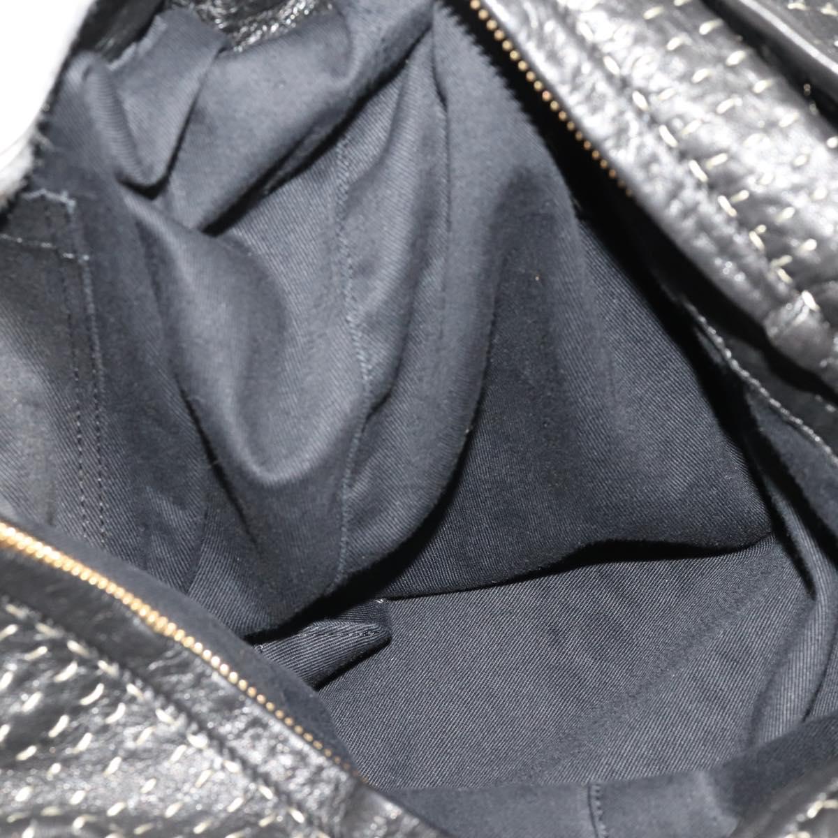 LOEWE Shoulder Bag Leather Black Gold Auth bs36832A