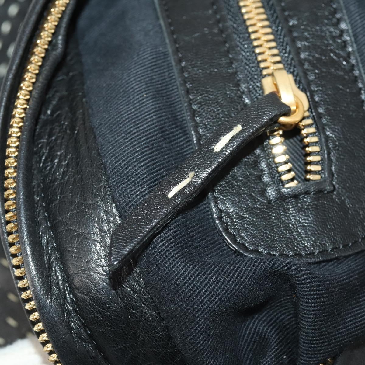 LOEWE Shoulder Bag Leather Black Gold Auth bs36832A