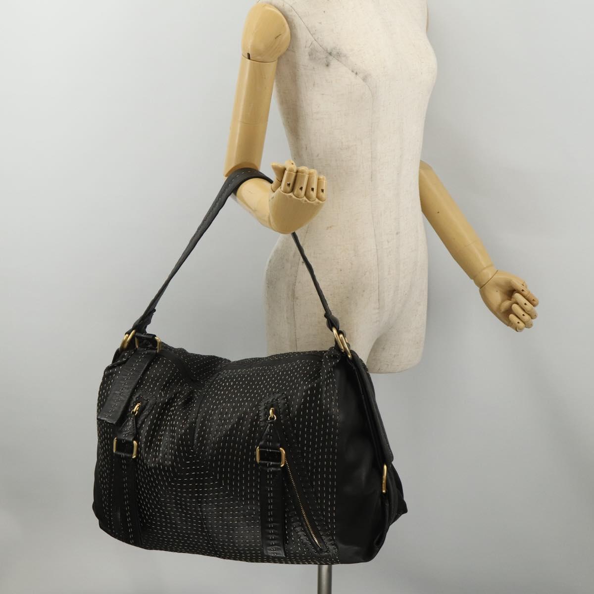 LOEWE Shoulder Bag Leather Black Gold Auth bs36832A