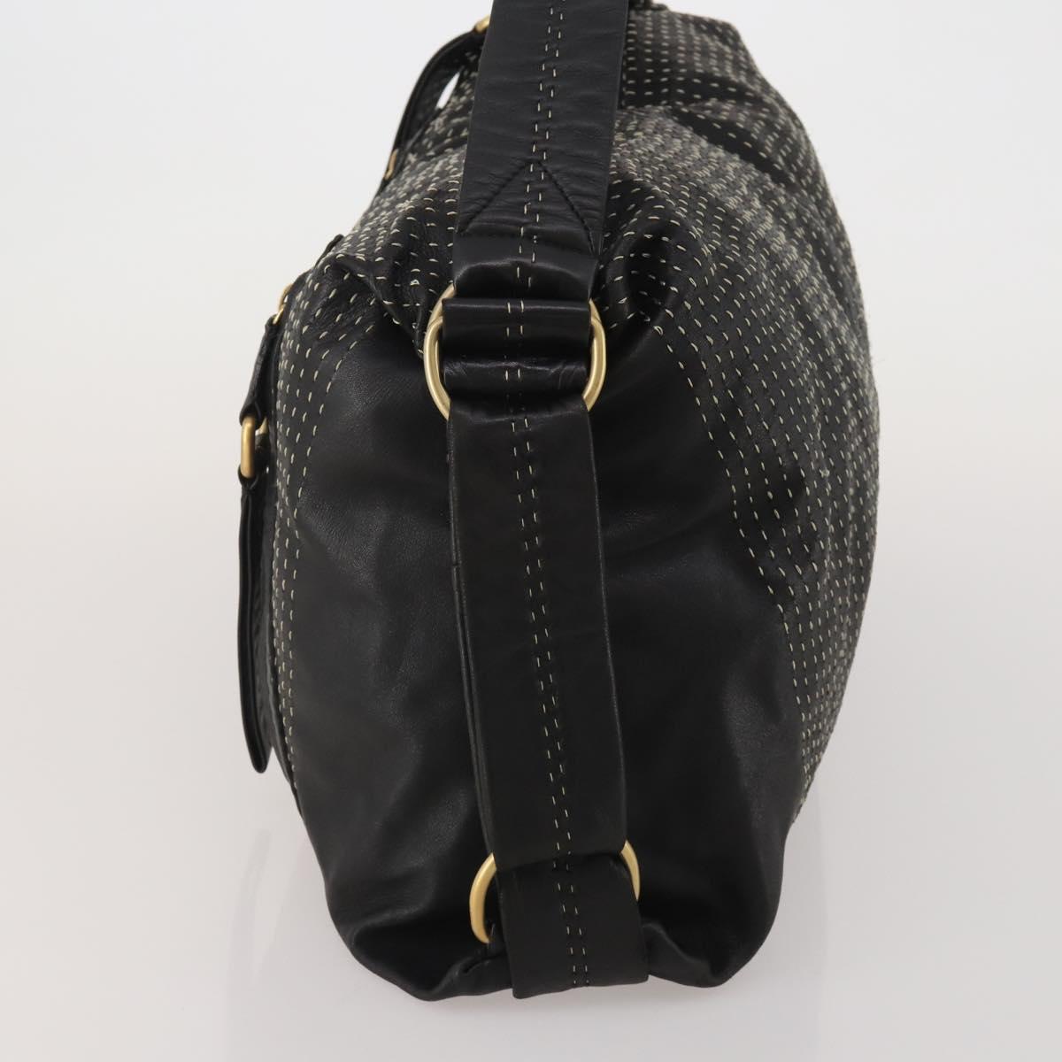 LOEWE Shoulder Bag Leather Black Gold Auth bs36832A