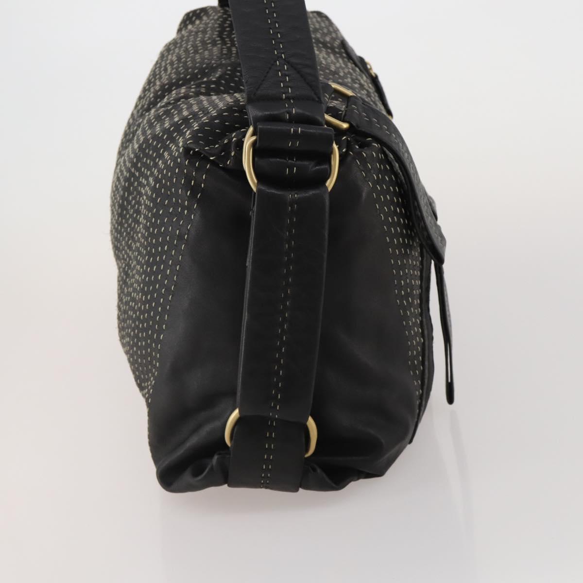 LOEWE Shoulder Bag Leather Black Gold Auth bs36832A
