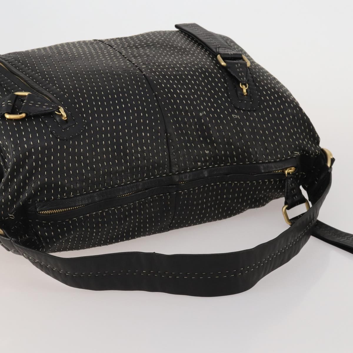 LOEWE Shoulder Bag Leather Black Gold Auth bs36832A