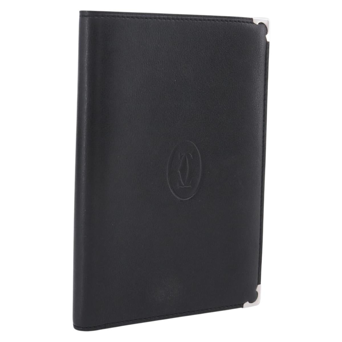 CARTIER Billfold Leather Black Silver Auth bs36836A