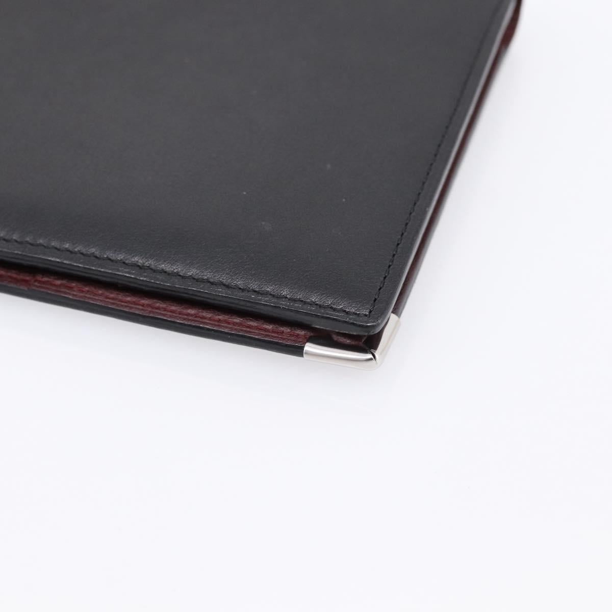 CARTIER Billfold Leather Black Silver Auth bs36836A