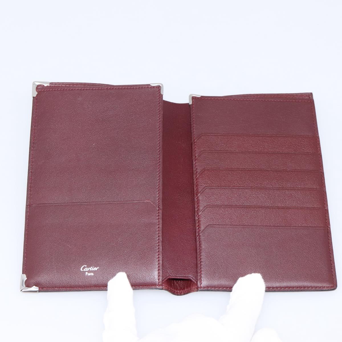 CARTIER Billfold Leather Black Silver Auth bs36836A