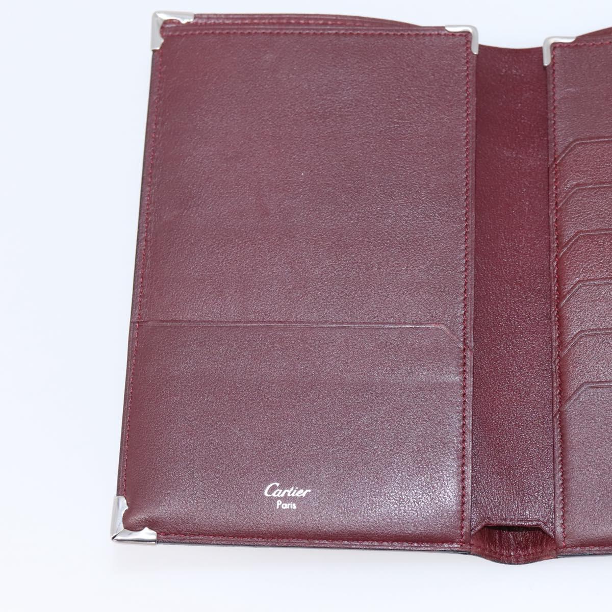 CARTIER Billfold Leather Black Silver Auth bs36836A