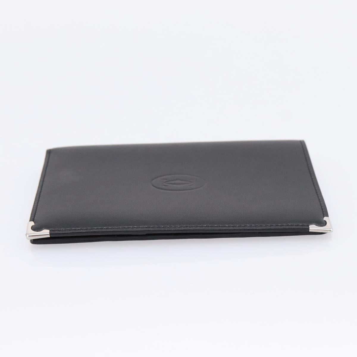 CARTIER Billfold Leather Black Silver Auth bs36836A