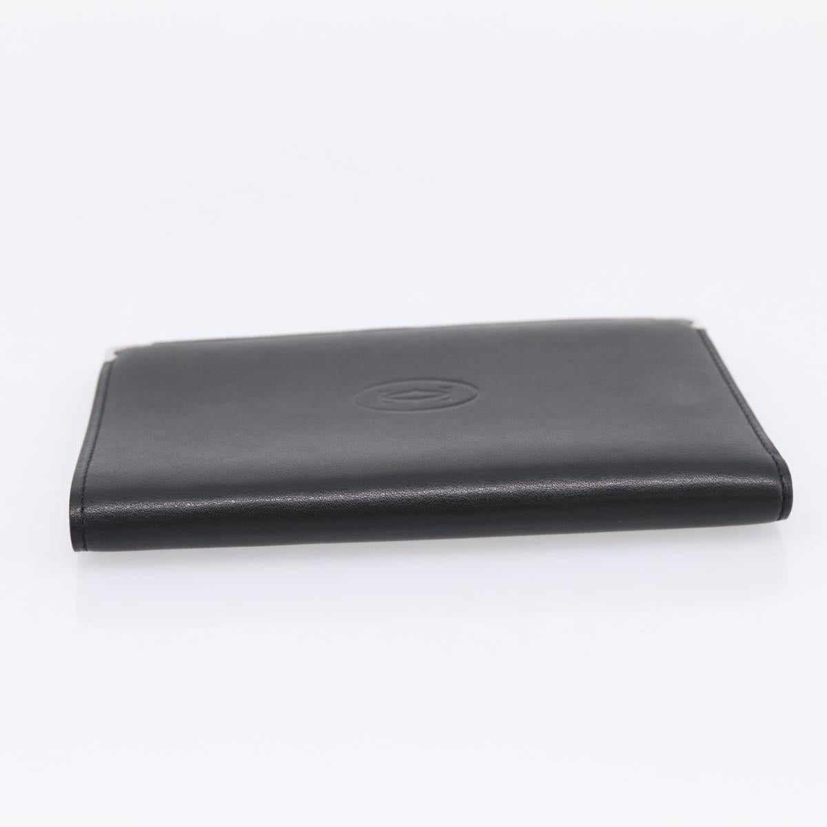 CARTIER Billfold Leather Black Silver Auth bs36836A