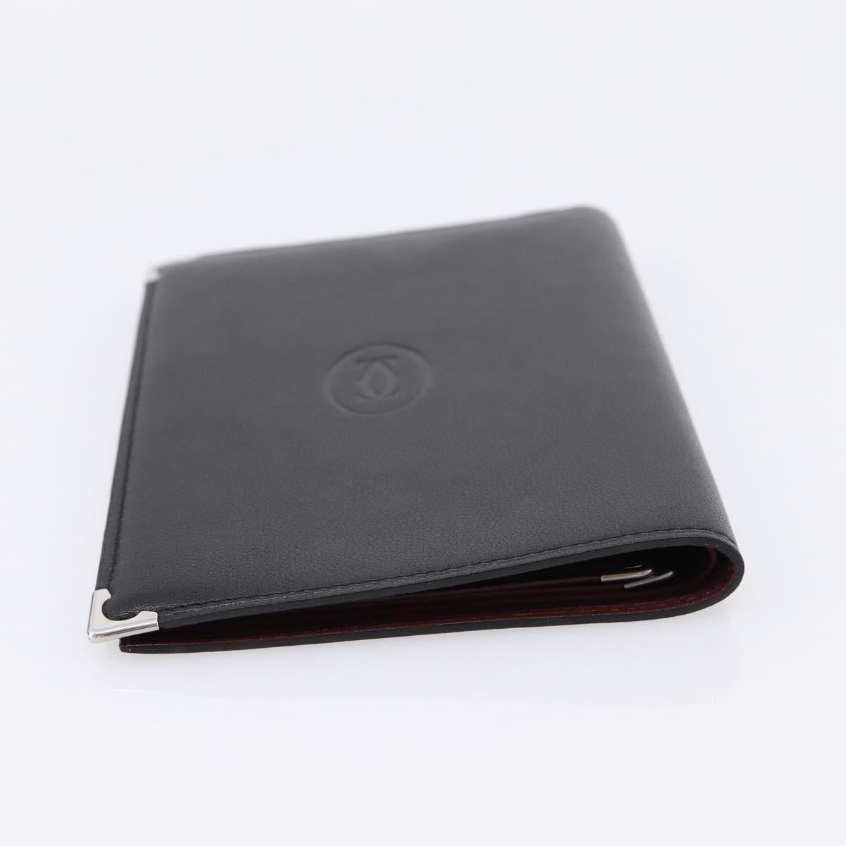 CARTIER Billfold Leather Black Silver Auth bs36836A